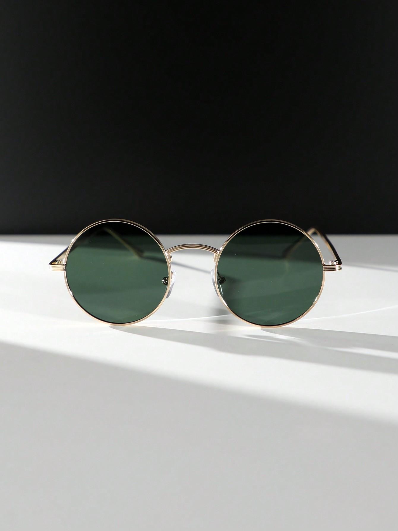

Men s metal round high-end elegant sunglasses, casual combo style, atmospheric and fashionable glasses suitable for everyday and