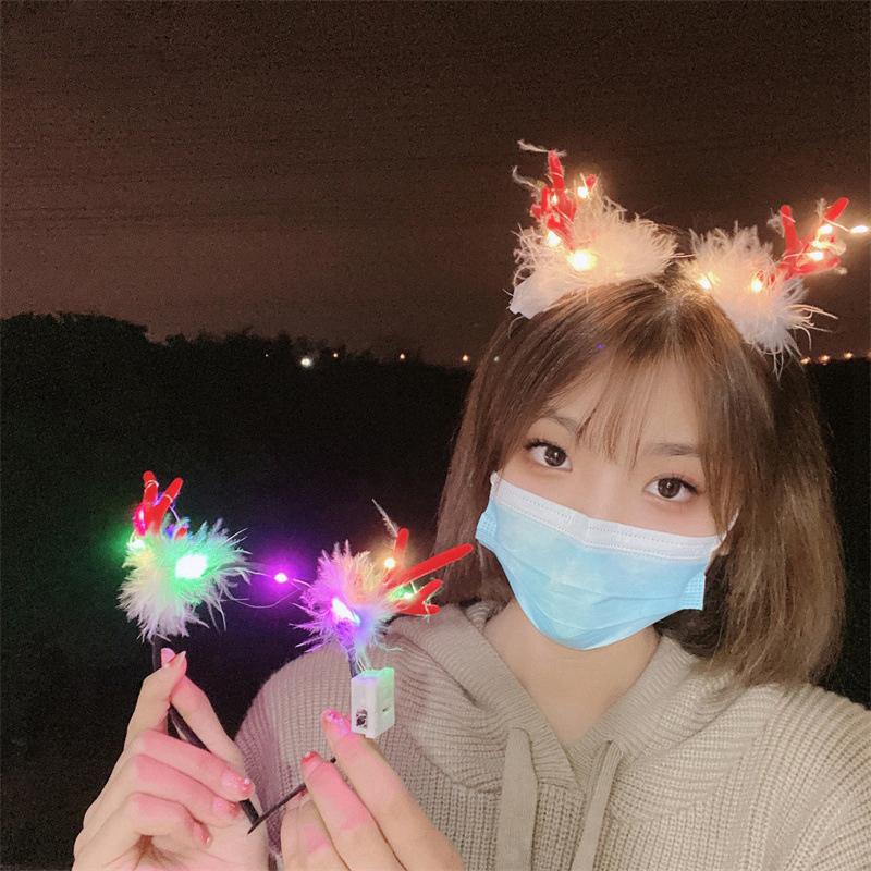 

Luminous Hair Accessorie Cute Hairpin Kawaii Headwear New Year Headband Accessorie Christmas Decoration 2025