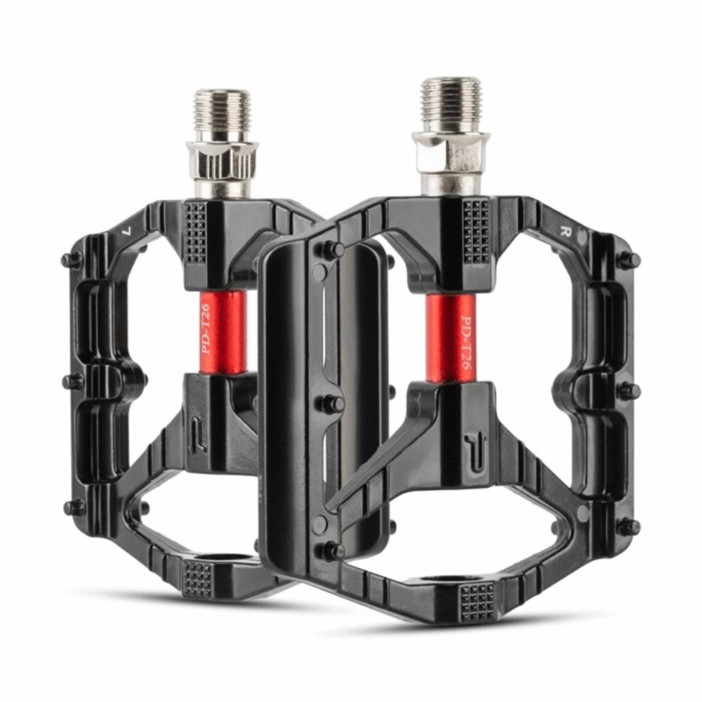 1 Pair Black and Red Bike Pedals Aluminum Alloy and Boron Steel Flat Bike Pedals  Bike Maintenance чёрный/красный