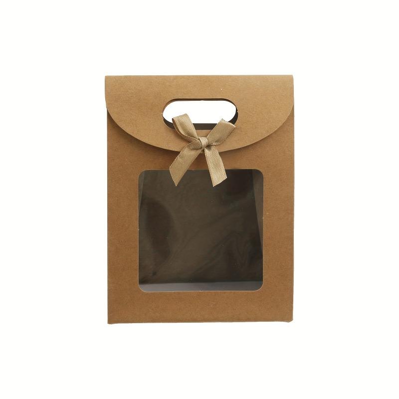 30PCS Elegant Kraft Paper Gift Bags with Clear Window and Sturdy Brown Cardboard Back - Standing Design, Rounded Corners and Twine Closure