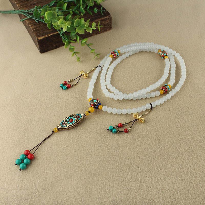 GEMCHIC Women s Bohemian Nepal Bead Tassel Crossbody Necklace Chain Ethnic Style Fashion Handmade Jewelry