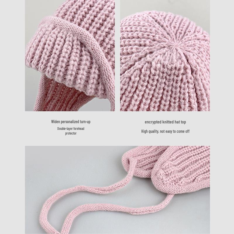 Women's Large Woolen Aviator Hat: Warm, Ear-Protecting, Loose Fit, Face-Slimming, Versatile Knitted Design for Autumn and Winter.