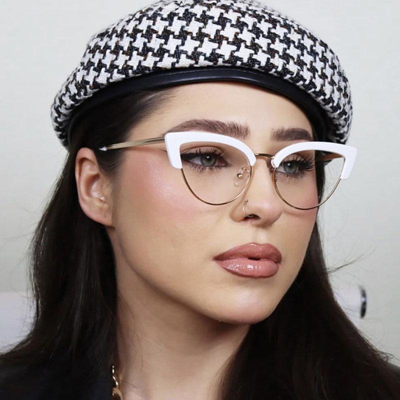 Metal Vintage Cat Eye Reading Glasses Women Myopia Customize Prescription Anti Blue Light Blocking Optical Lens Eyeglasses Frame