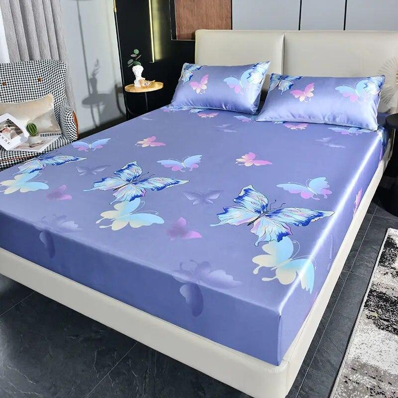 Home Luxury Mattress Cover Three-piece Double Household Bedspread Non-slip Washable Queen Size Bed Cover with Pillowcases