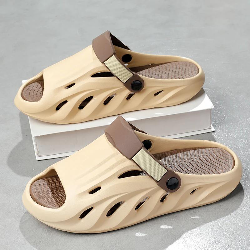 Fashion Casual Thick Bottom Slip-On Slippers Breathable Anti-Slip Summer New Style for Couples Outdoor Wear Comfortable EVA Material