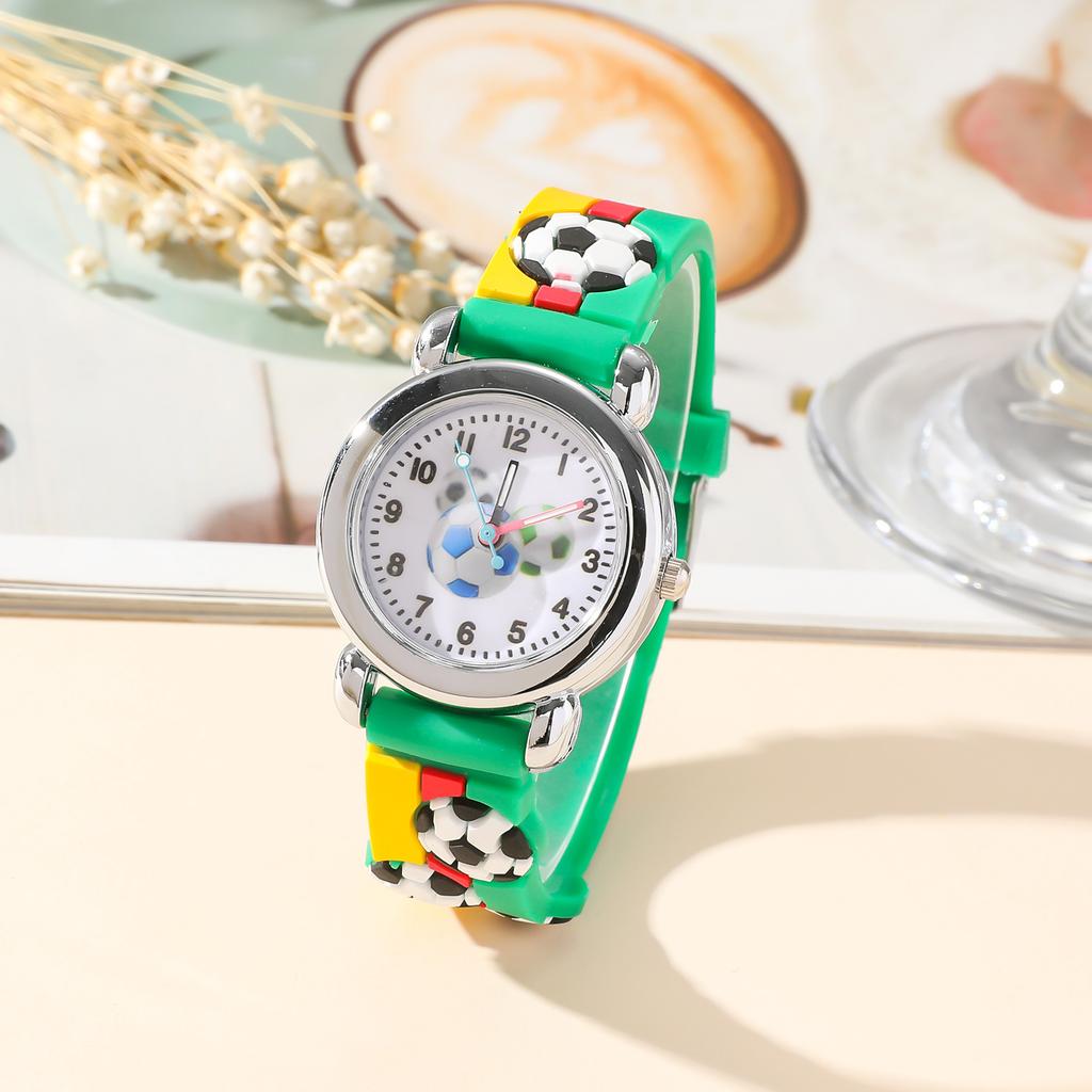 1pc/2pcs-Fashionable Cartoon Football Children's Quartz Watch, Watch Bracelet, Box Set, Ideal Choice for Gift Giving