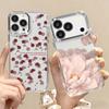 Pink Peony Floral Pattern Case For iPhone 17 Pro Max Plating Lens Frame Clear Soft Cover For iPhone 16 15 14 13 Pro Max 11 16E 17E