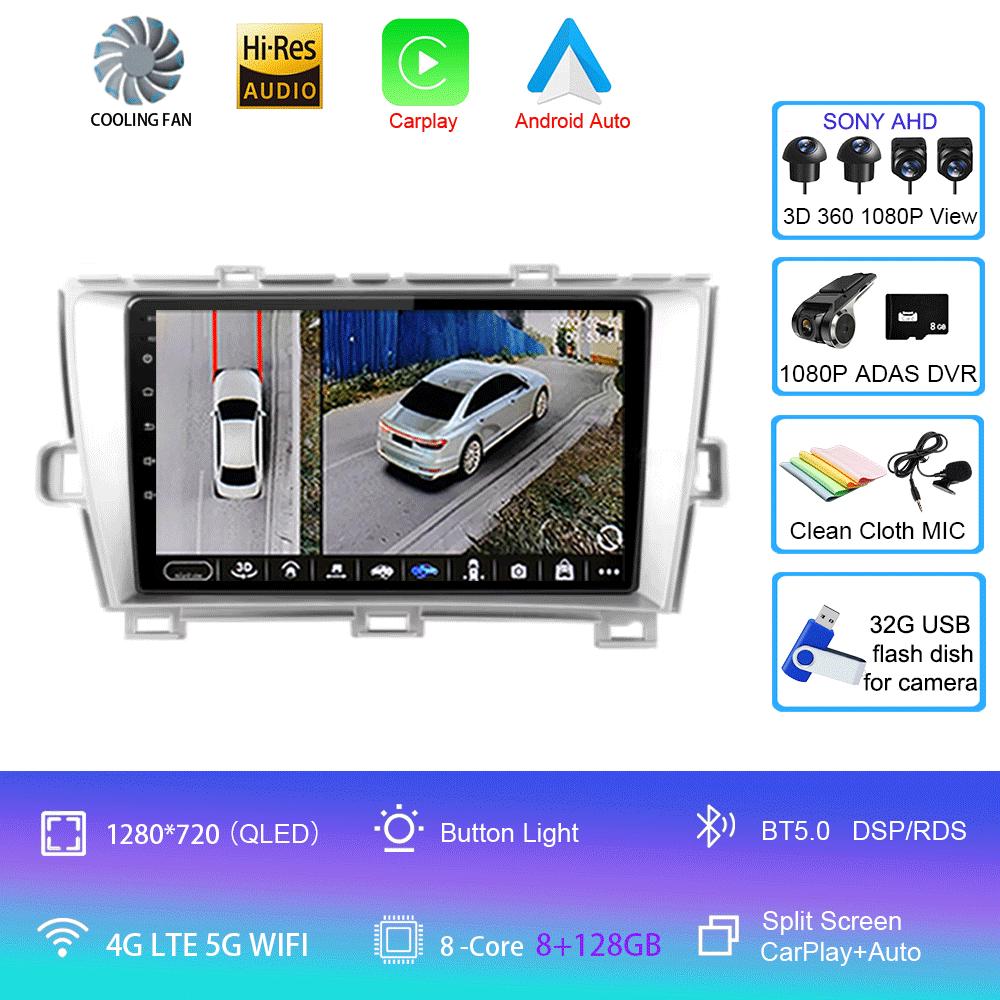 Car Radio Android 14 Carplay For Toyota Prius 3 XW30 2009 - 2015 LHD RHD Multimedia Video Player Navigation GPS Stereo Head Unit