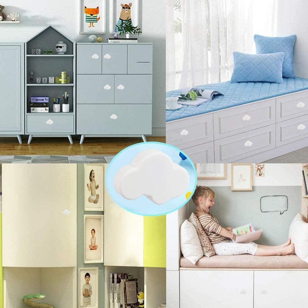6PCS Soft Rubber Cloud Shape Drawer Knobs, Cabinet Knobs, Dresser Knobs, Kitchen Cabinets (White)