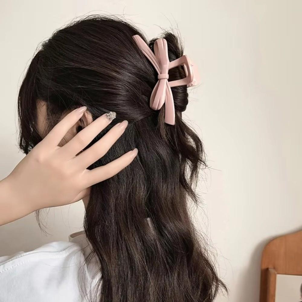 Solid Bow Hair Clips Plastic Barrettes Fashion Hair Claw Clip