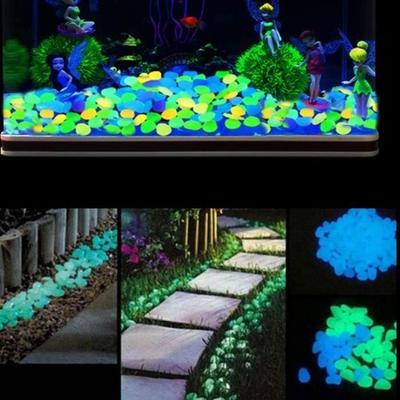 200 Pieces Luminous Pebble Luminous Stone Multicolored Pebbles Garden Decorative Luminescent Stones Fluorescent Decor for Walkway