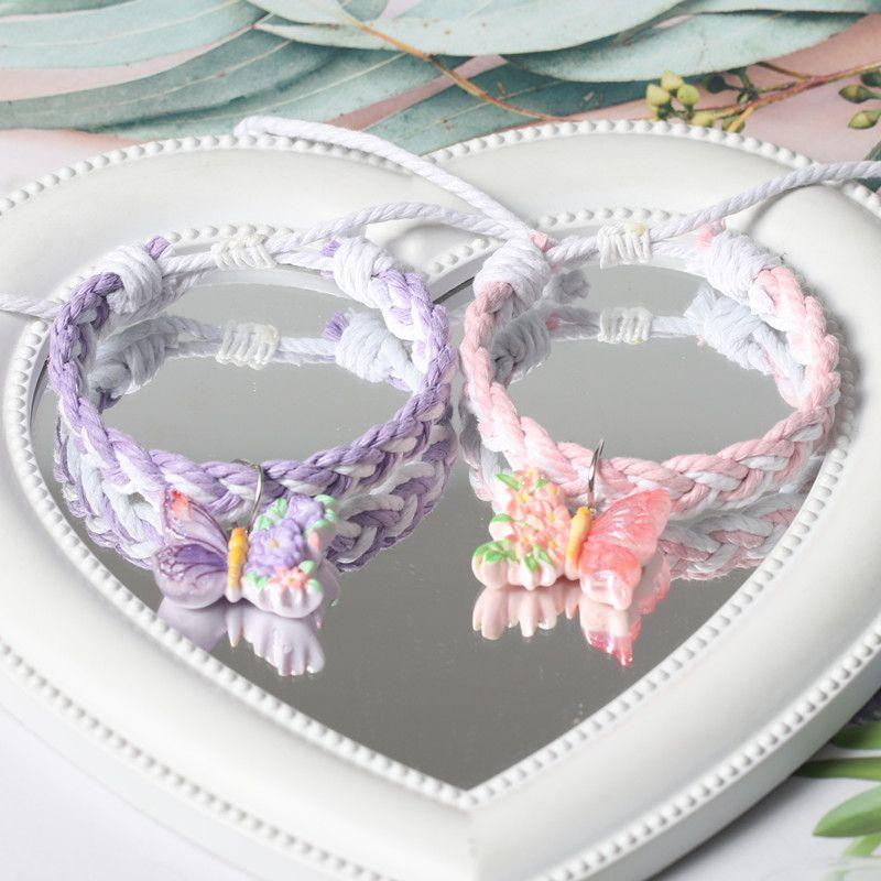 

Оригинальный плетеный красочный браслет на магнитной застежке для трех человек «Милые подружки», красивый, регулируемый, парный, на присоске, ремешок для ношения Purple + pink [regular]]