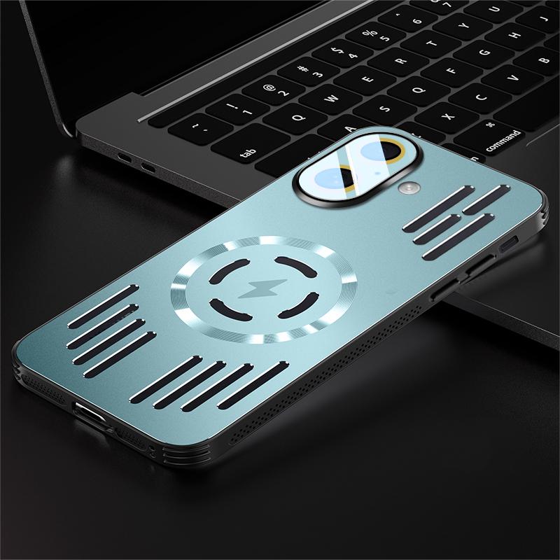

Жесткий Металлический Чехол для Рассеивания Тепла с Магнитной Беспроводной Зарядкой Для iPhone 16 15 Pro Max Plus 16E 16Pro Крутой Защитный Чехол-Накладка For iPhone 15 ProMax синий