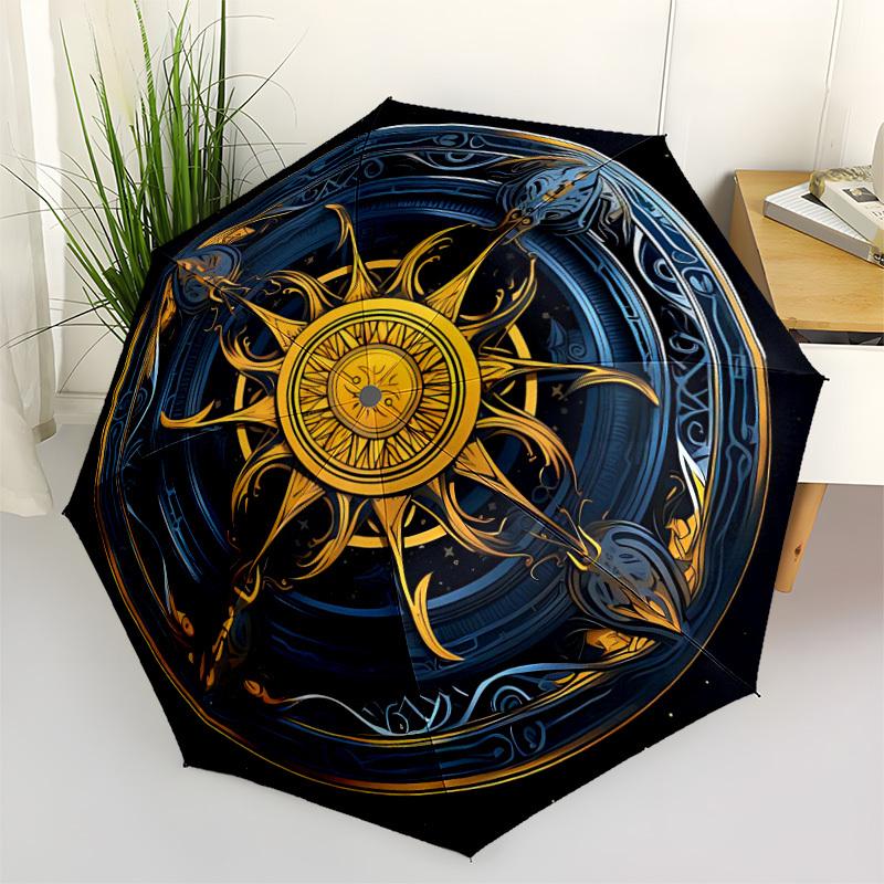 1pc Celestial Mandala Automatic Open/Close Umbrella, Windproof, Folding Compact Umbrella with Lightweight Design for Women/Men030