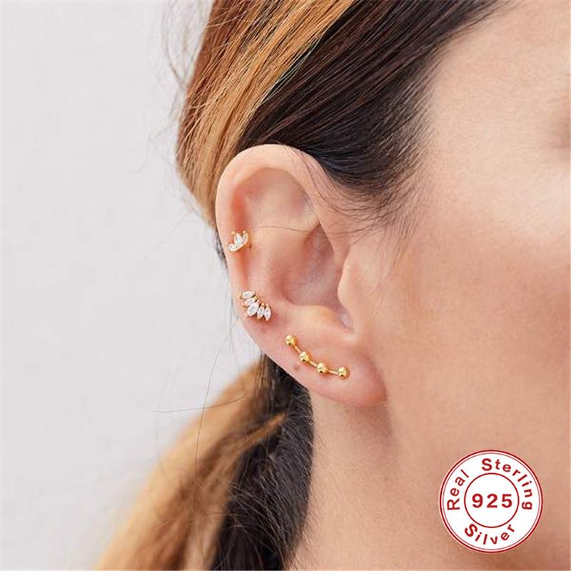 S925 Sterlingsilber Einzelne Krone Ohrknorpel Stecker Ohrringe Bestseller Mode Diamant Gewinde Ohrpiercing Damen Ohrringe