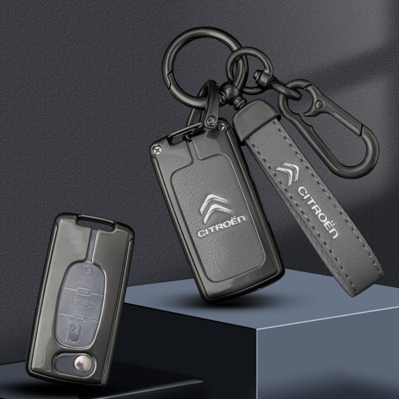 Zinc Alloy Leather Car Flip Remote Key Case Cover Protector Shell Fob Auto Accessories For Citroen C1 C2 C3 C4 C5 XSARA PICA
