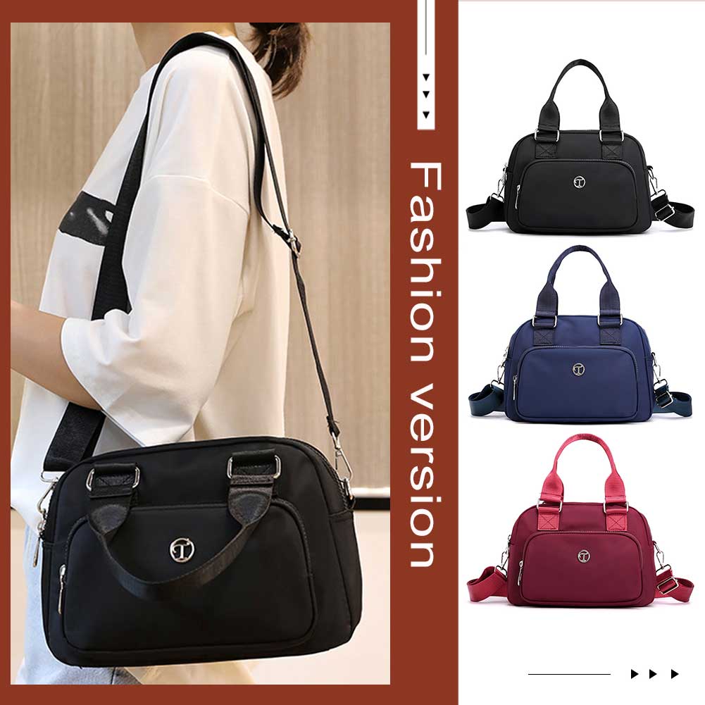 Schultertasche Einfarbige Handtaschen Große Kapazität Mode Lässig Nylon Verstellbarer Riemen Einfach für Wochenendurlaub