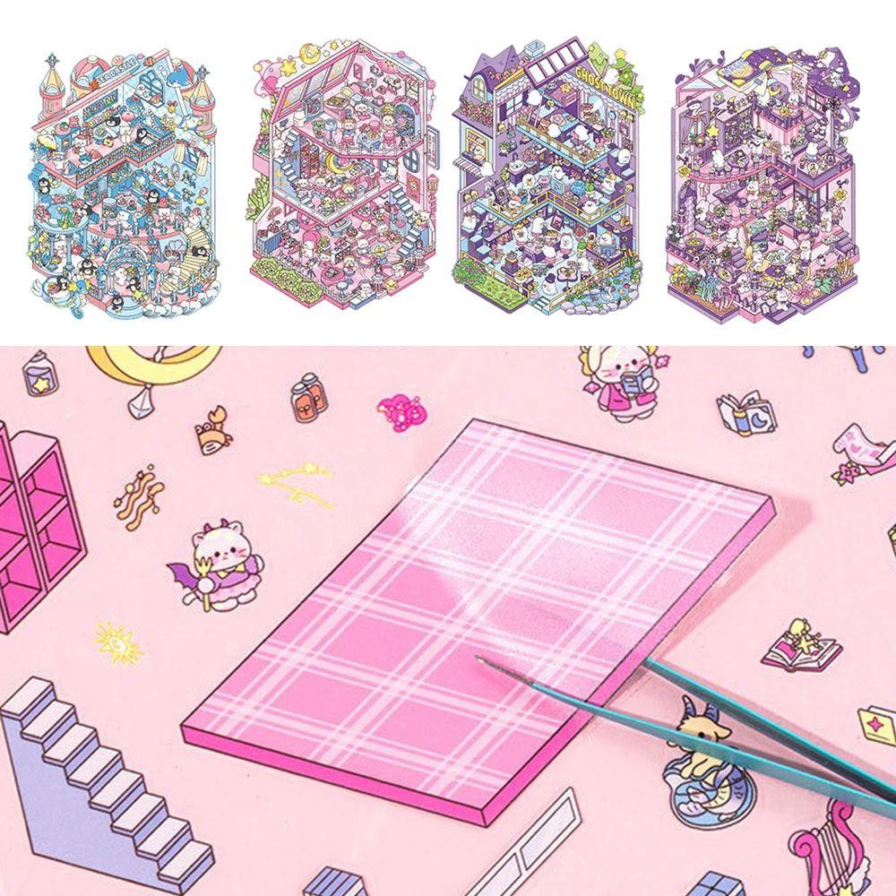 PET 3D Landscape Sticker Capybara Miniature Scene Collage Cartoon DIY Cabin Scene Sticker Gift