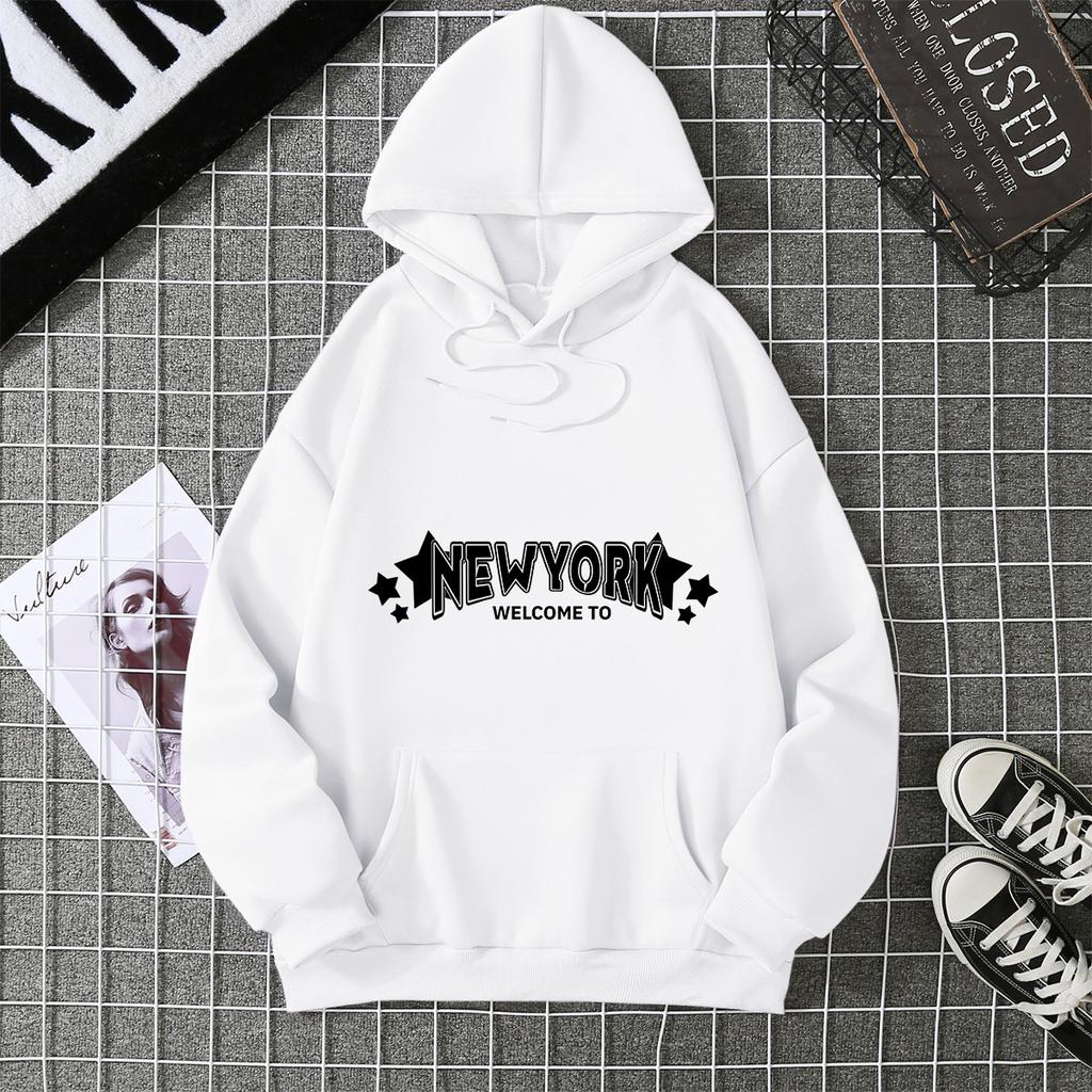 European and American Alphabet Top Print Hooded Pocket Sweater Cardigan Jacket