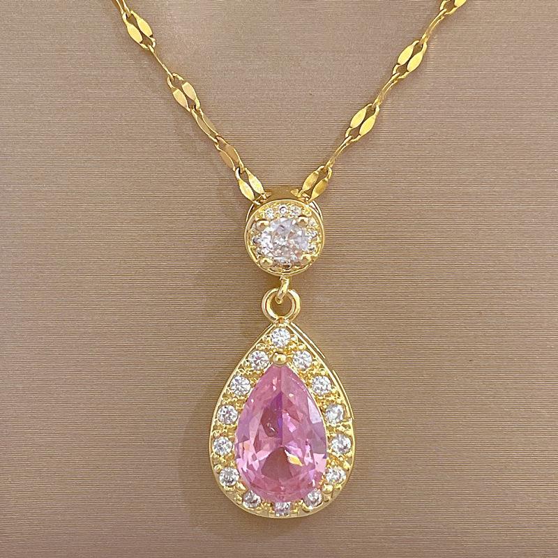 

Water Drop Light Luxury Necklace Earrings Set Light Luxury Micro-Inlaid Personalized Temperament Banquet Earrings Necklace Combination