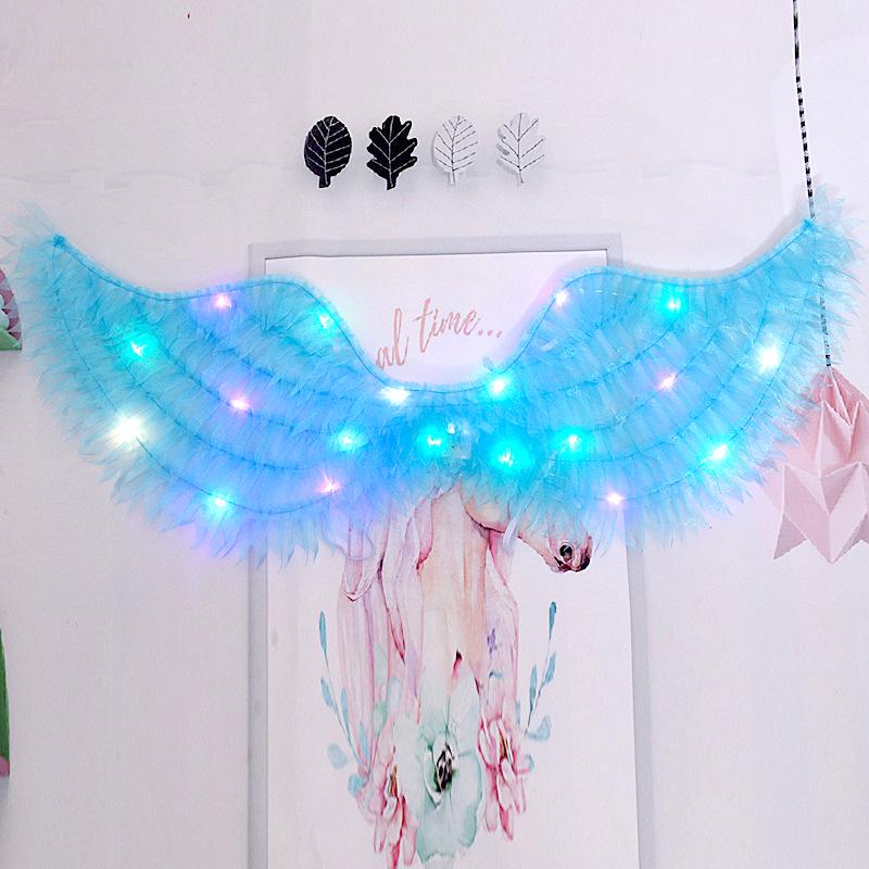 Children's Glowing Angel Wings with Colorful Neon Lights for Mid-Autumn and Halloween Festival Performances