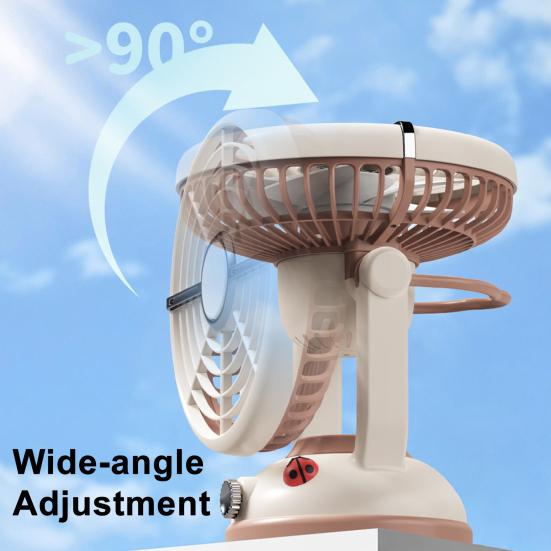 Ventilatore Portatile da Campeggio 1200mAh Ricaricabile con Gancio Appeso Piccolo Ventilatore da Soffitto per Tenda Camper Letto Auto