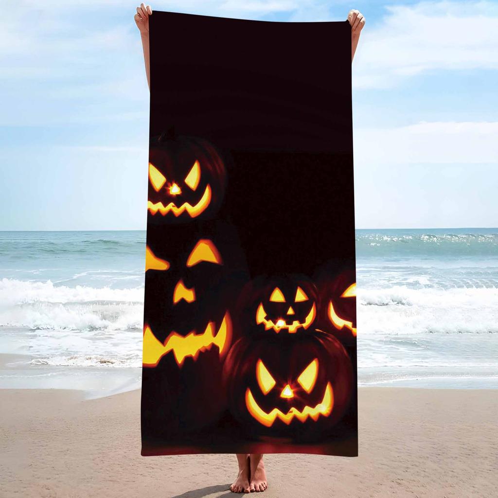 Halloween pumpkin background single-sided printing Beach Towel Home Decoration Bath Towel 75x150cm Bathroom