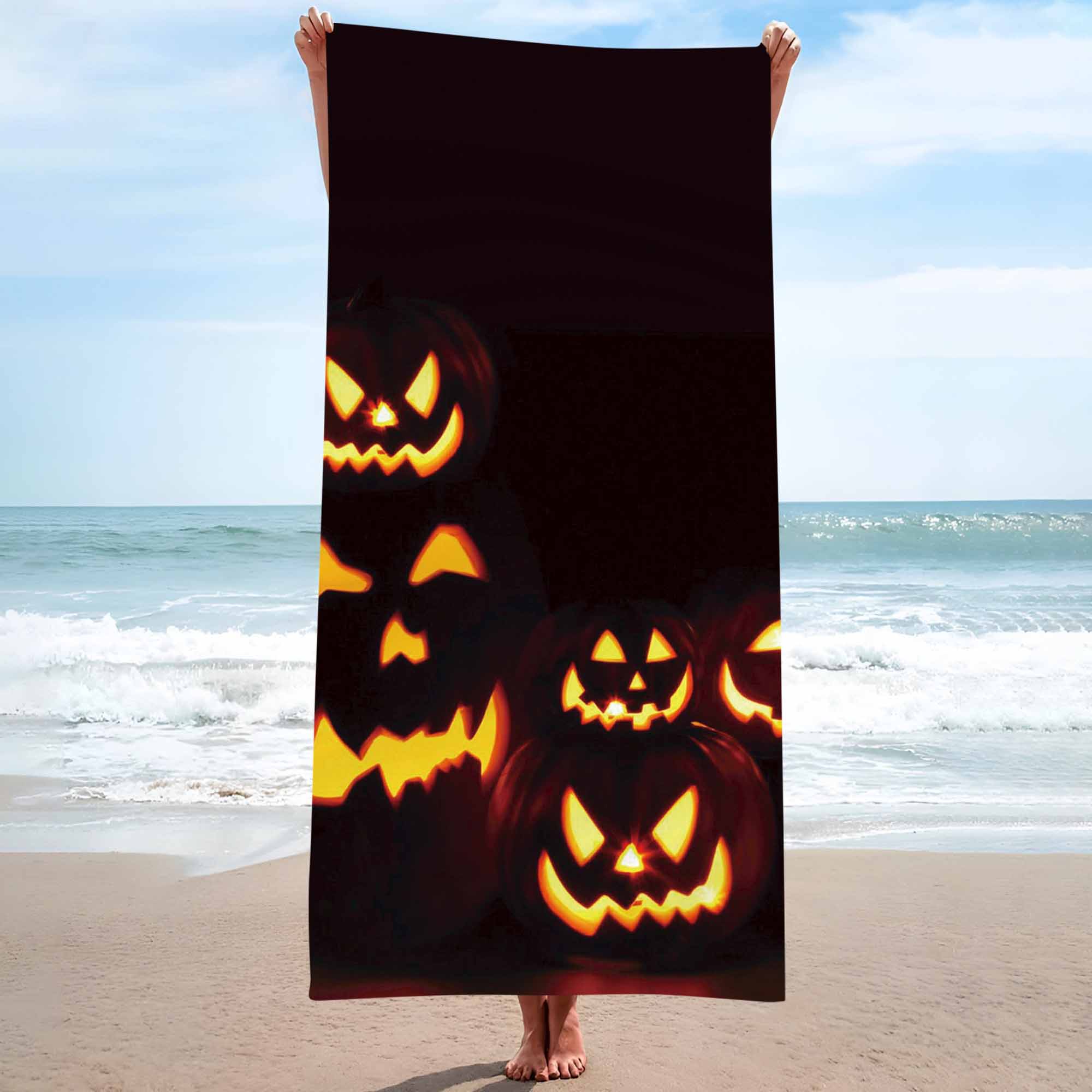 

Halloween pumpkin background single-sided printing Beach Towel Home Decoration Bath Towel 75x150cm Bathroom W40*H60(CM)