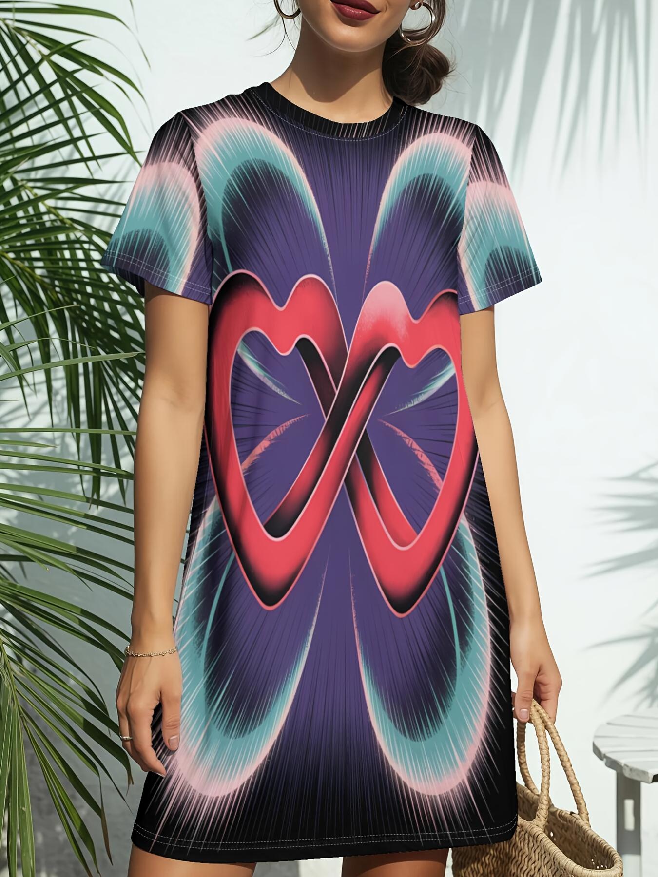 

Women S New Crew Neck Short Sleeve T-Shirt Dress. American Trend Digital Print. Casual ; Versatile for Spring And Summer. Elegant And Chic WomnS De L дубильна кора