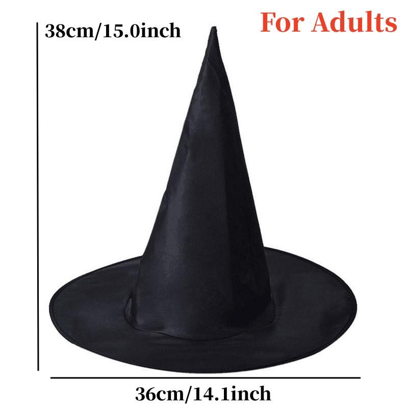 1pc Halloween Witch Hats Adult Kids Black Witch Hats Masquerade Wizard Costume Top Pointed Caps Cosplay Props Party Decoration