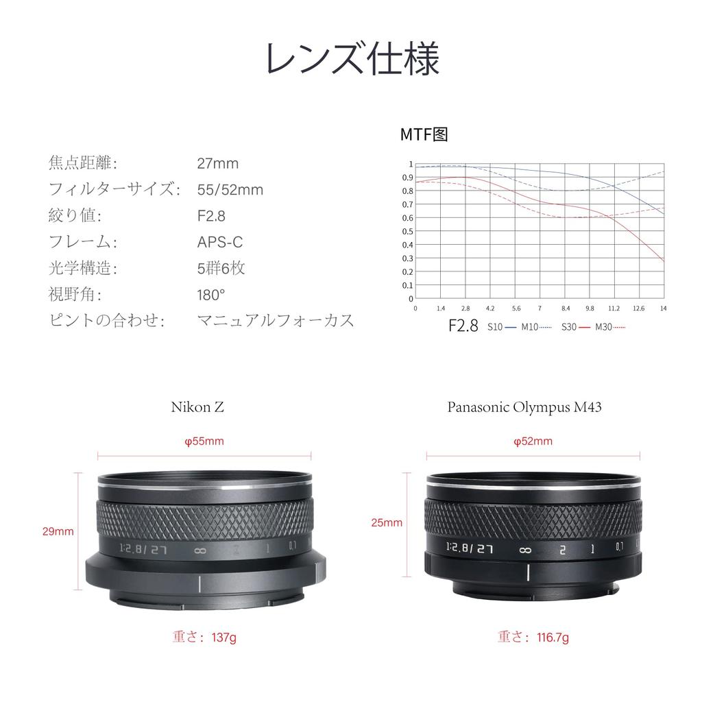 The AstrHori 27mm II Lens Is an Manual Prime Lens with a Filter Slot and Uses Internal This Lens Is Compatible with the Fuji Micro and F2.8