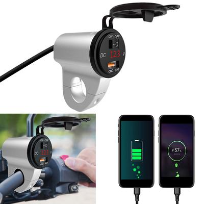 Motorcycle USB Charger Mobile Phone Adapter Car Fast Charger With Switch 2.4A Digital Display