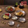 Retro Stainless Steel Round Snack Plate - Old-fashioned Barbecue Sauce Tray with Bone Dish Design