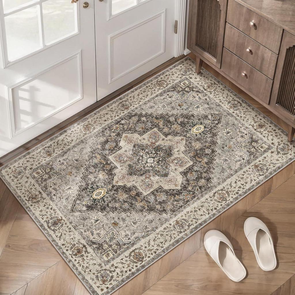 Alfombras de Piso de Terciopelo Cristal Persa de 80*120CM, Alfombras de Puerta Antideslizantes para el Hogar, Alfombras Antideslizantes para Pies, Adecuadas para Baños, Dormitorios y Entradas