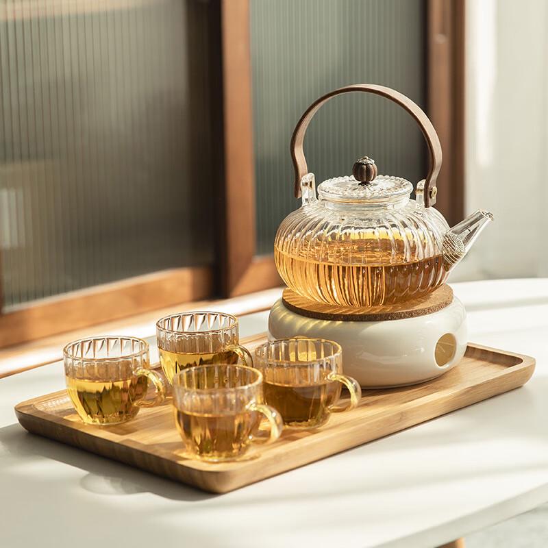 Shangqi Japanese Heat-Resistant Glass Teapot Set with 4 Petal Cups