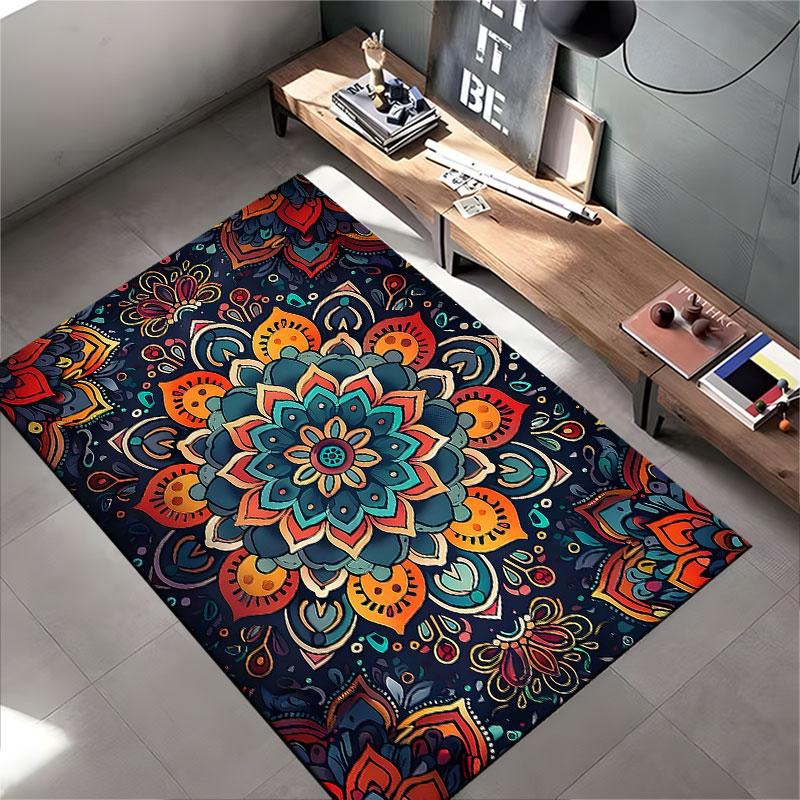 Colorful Mandala Pattern Carpet suitable as a non-slip mat for the living room or bedroom sofa