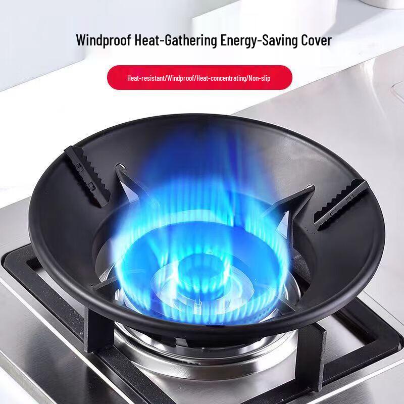 Baishengnu Enamel 8-Prong Windproof Gas Stove Wind Deflector Ring, Black (3-Pack)