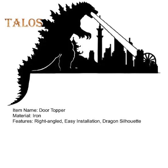 Dragon Door Frame Topper Metal Dragon Silhouette Door Topper Wall Art Corner Sign for Children's Room Bedroom Window