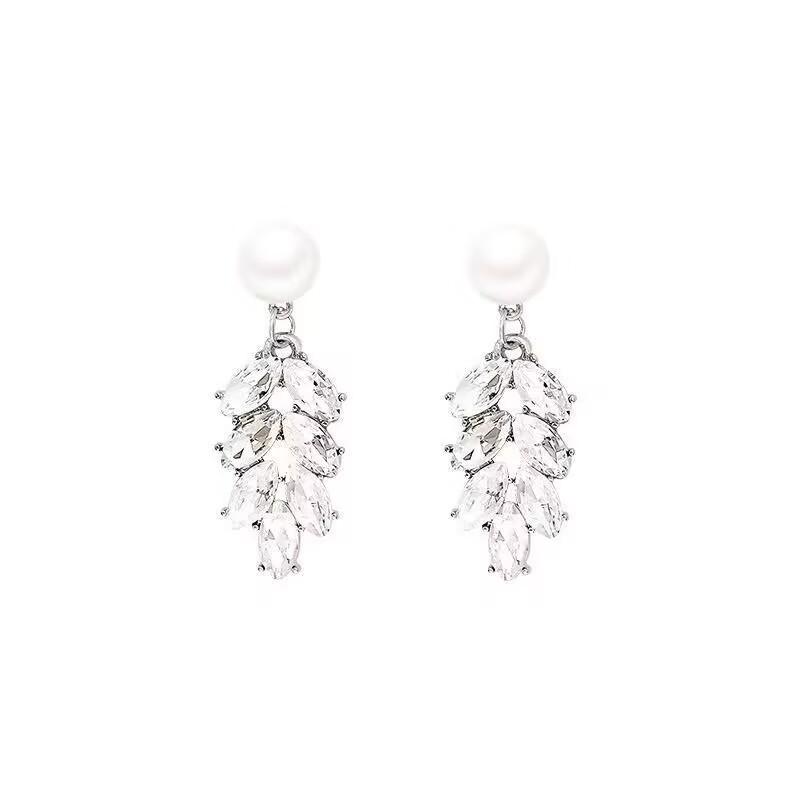 Light Luxury Super Sparkling Crystal Tassel Wheat Earrings for Women Hong Kong Style Fashionable