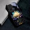 Crystal Lotus Art Black Glass Phone Case For Motorola Moto G14 G22 G24Power G24 G34 G35 G45 G54 55 G75 G84 85 Hard Black Cover