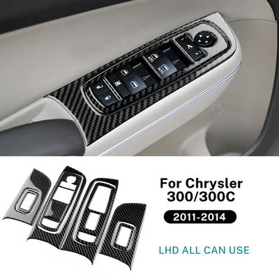 Real Soft Carbon Fiber LHD RHD Car Car Window Lift Panel Sticker Trim Accessories For Chrysler 300 300C 2011 2012 2013 2014