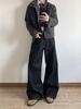 Men's Vintage A-Line Loose Straight Leg Raw Denim Jeans - Casual Floor-Length Wide Leg Pants