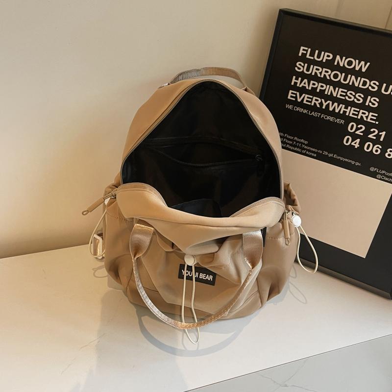 Nylon Backpack Lightweight Commuter Backpack Solid Color Tote