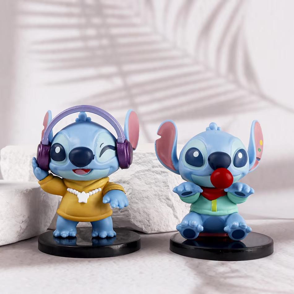 6pcs Disney Stitch Various Styles Fashionable PVC Collection Model Doll Toy Statue Home Furnishings Decoration