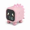 Rosa Dinosaurier Kinderwecker mit beleuchteter LED-Nachtlicht – Doppelter Alarm, Digitaluhr und Temperatur