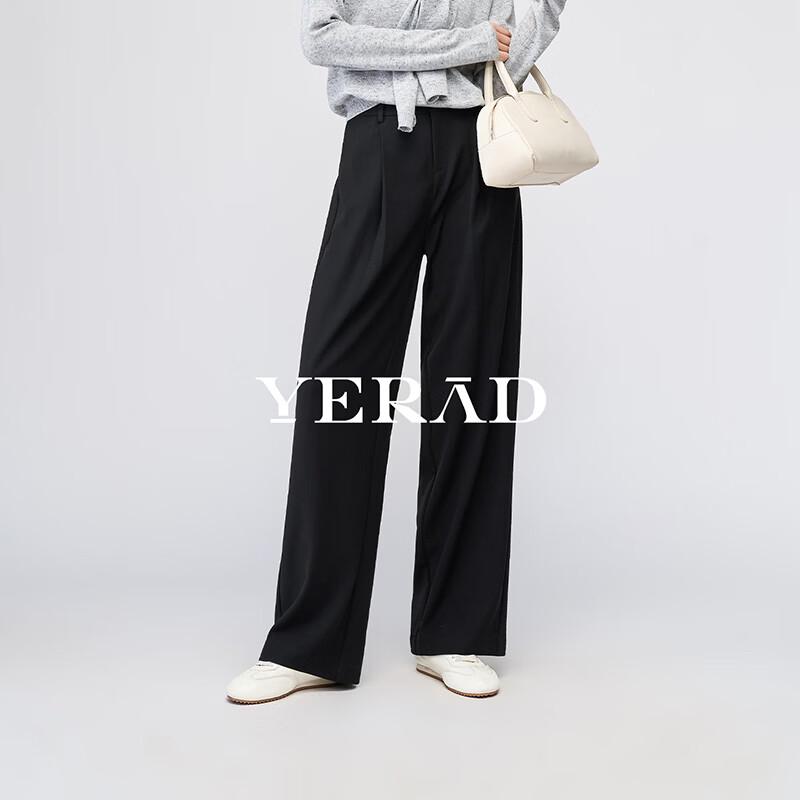 YERAD Women s Black Straight-Leg Casual Trousers 30