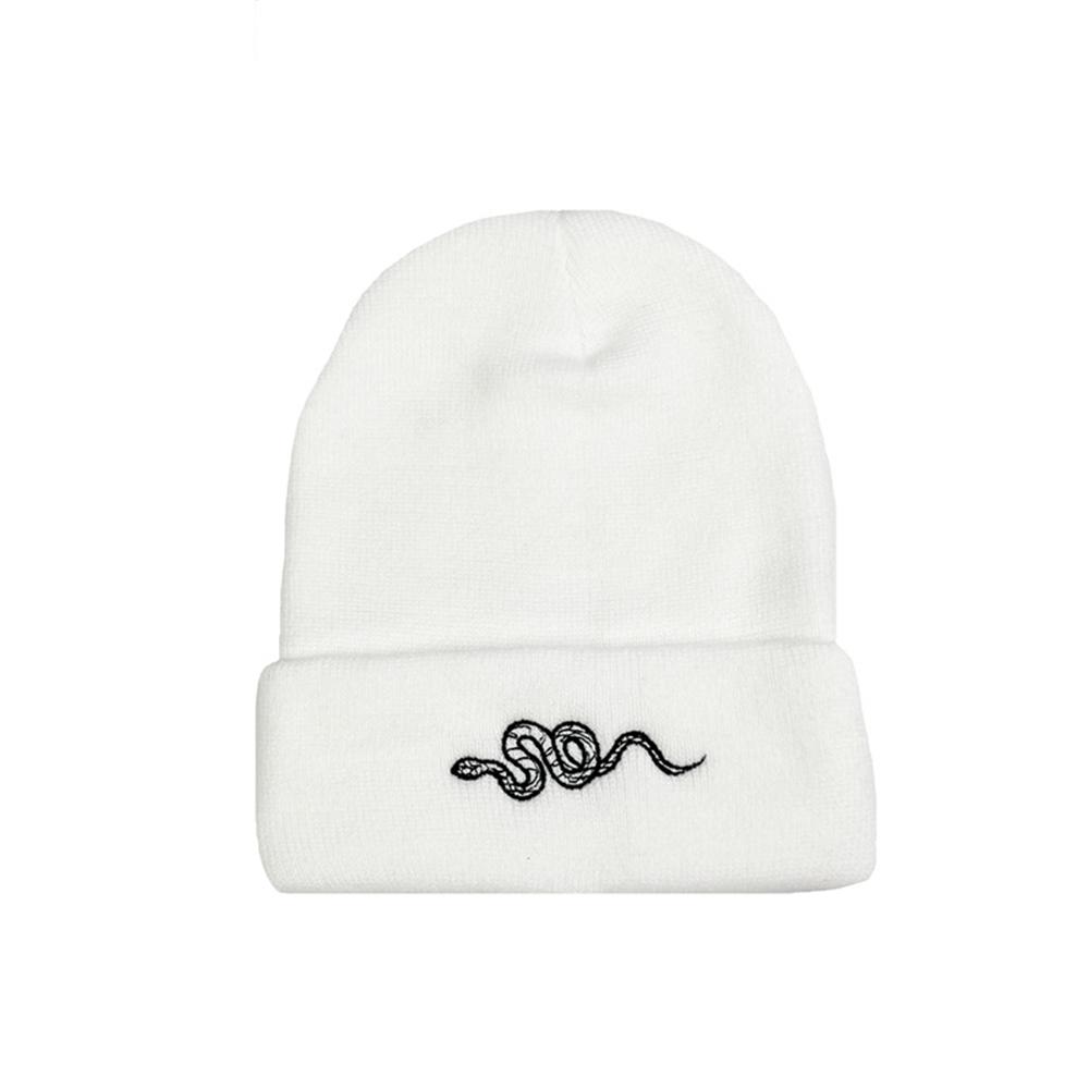 1pcs Knitted Hat, Hip-Hop Style, Stylish Snake Embroidered Knitted , Warm Woolen Hat For Men And Women Cap Green Black