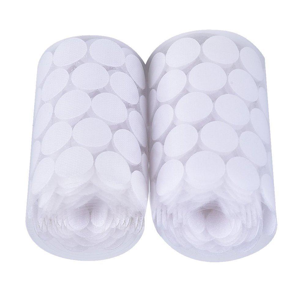 1000pcs Loop Side Adhesive Tapes Sticky Back Dots, 3/4" Diameter, White