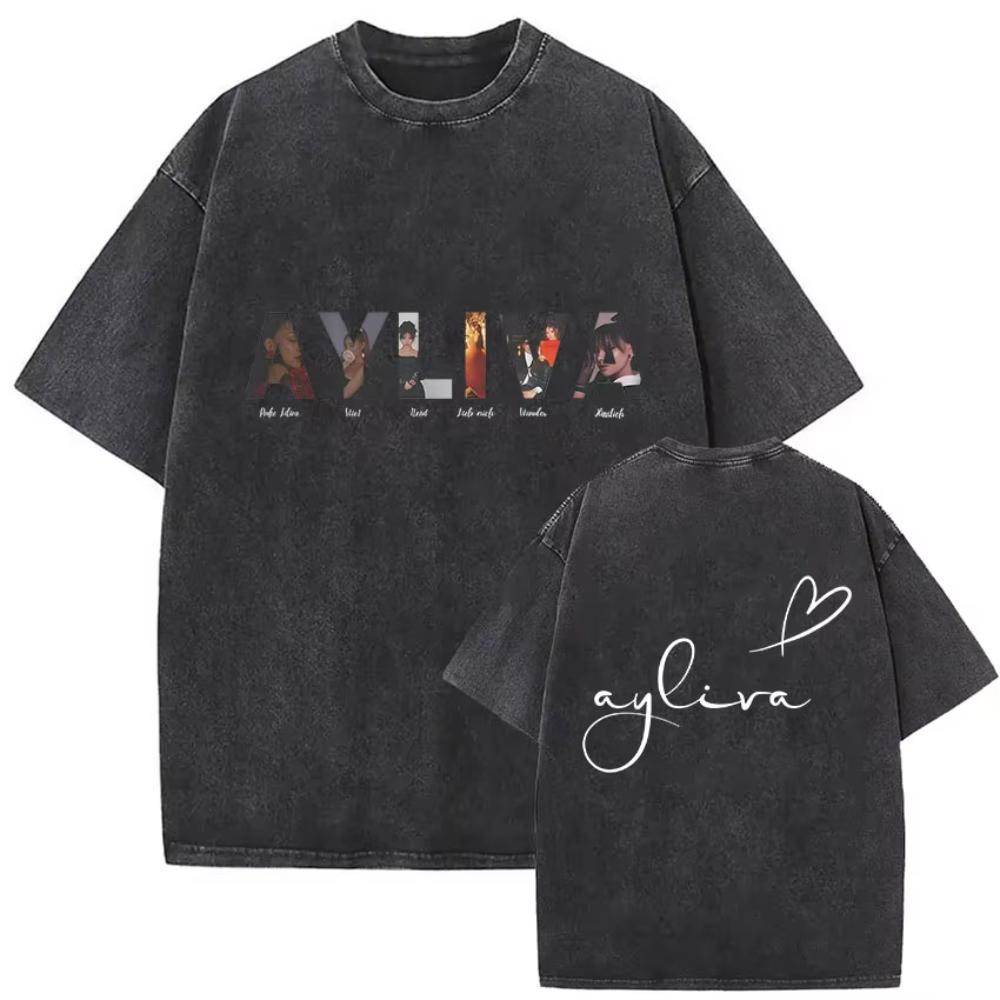 Cantante Die Ayliva Tour Fan Merch Magliette Uomo Donna Album Musicale Hip Hop T-shirt a Maniche Corte T-shirt in Puro Cotone Streetwear