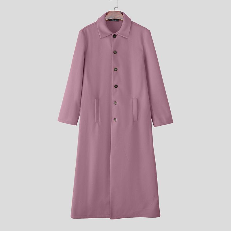 

INCERUN Men Lapel Neck Long Sleeve Buttons Up Texture Long Cardigan Coats 5XL фіолетовий